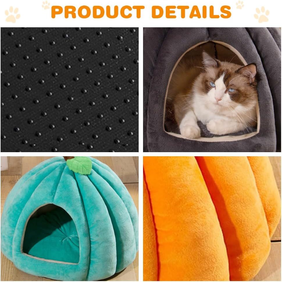 Halloween Themed Cat Supplies: Cute Pumpkin Shape Cat Tent Bed