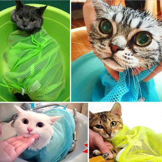 Adjustable Soft Cat Grooming Bag | Multifunctional Mesh for Bathing & Nail Trimming