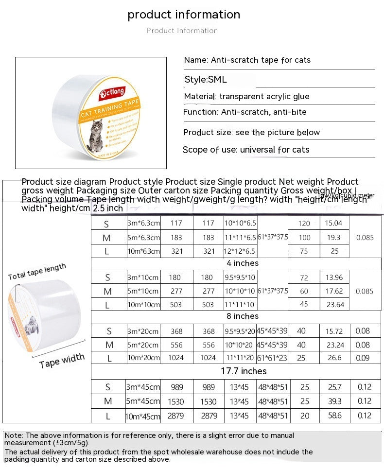 Pet Cat Anti-Scratch Protective Furnishings Tape | Clear Sofa Guard Stickers