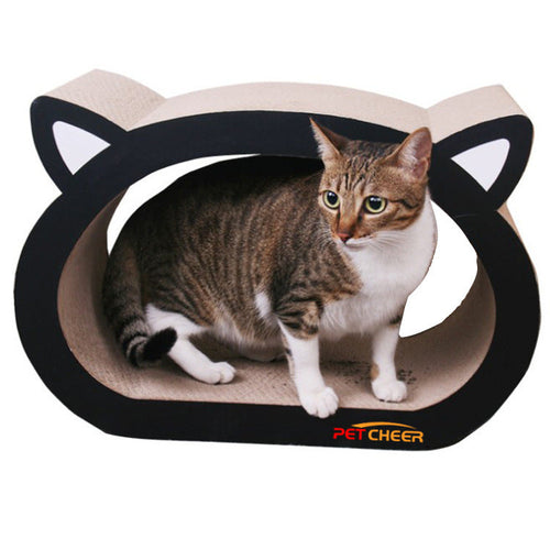 Adorable Cat Head Scratcher | Durable Corrugated Cardboard Pet Toy