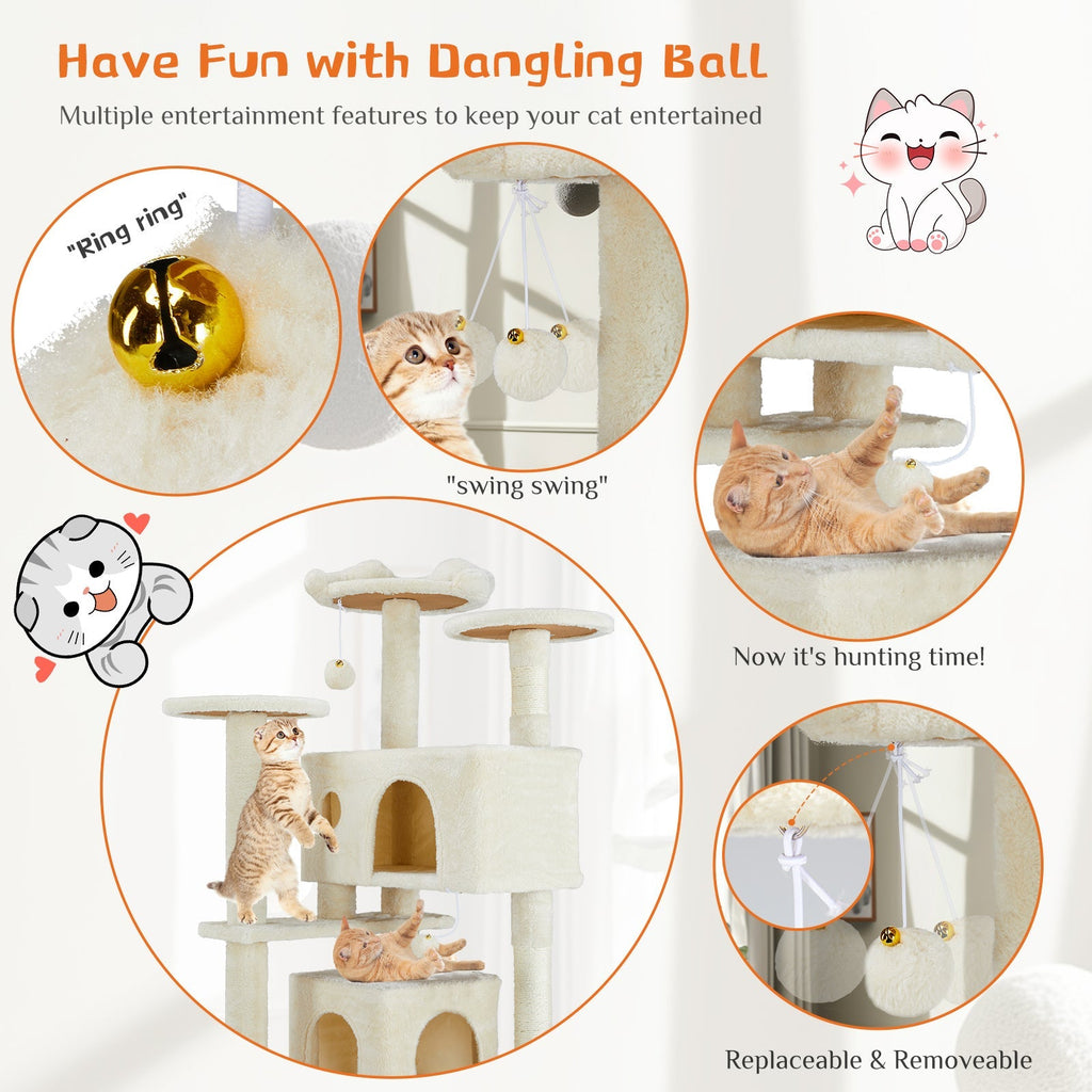Deluxe Multi-Function Cat Treehouse | Large Indoor Pet Climbing Frame & Condo