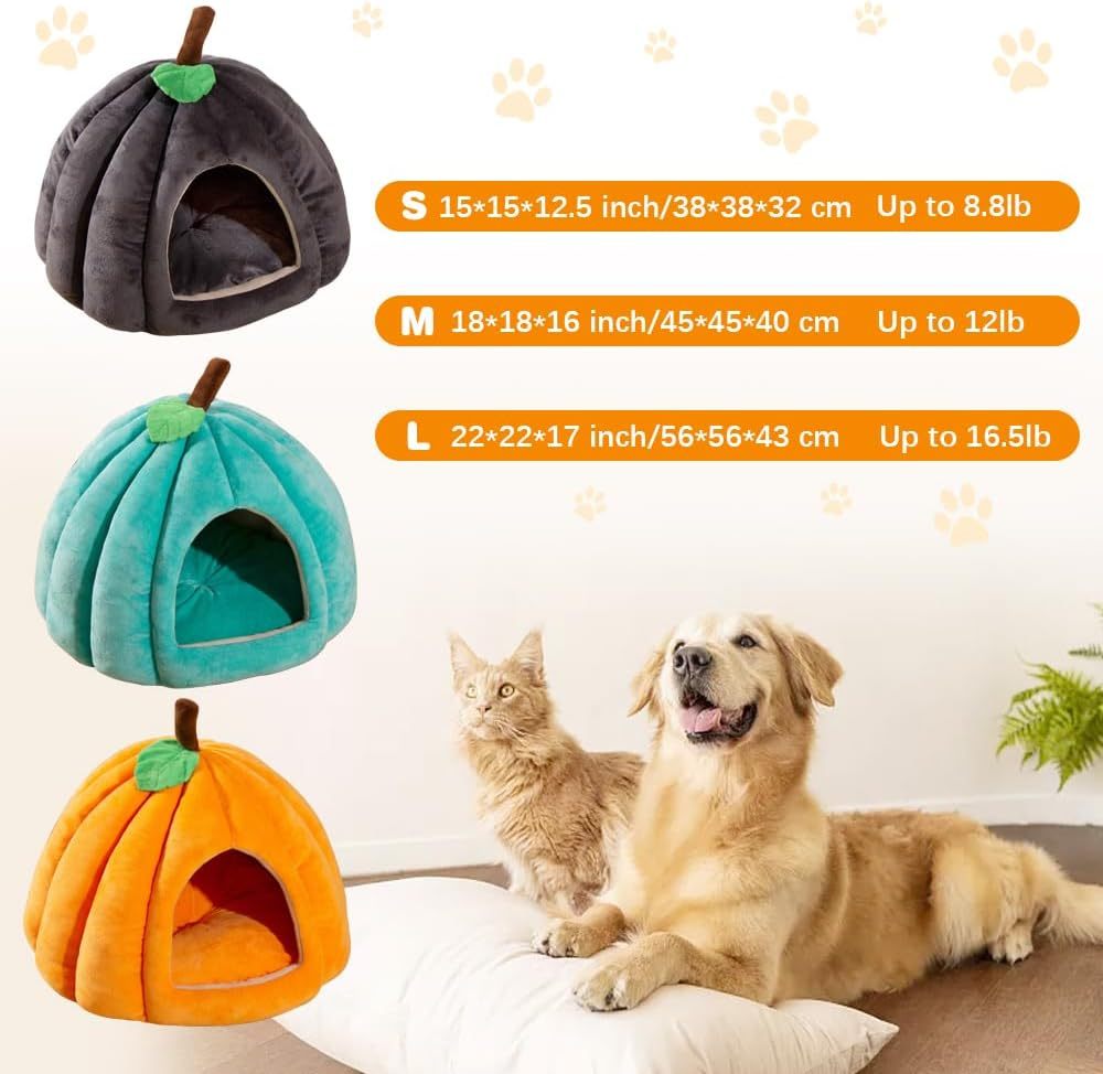 Halloween Themed Cat Supplies: Cute Pumpkin Shape Cat Tent Bed