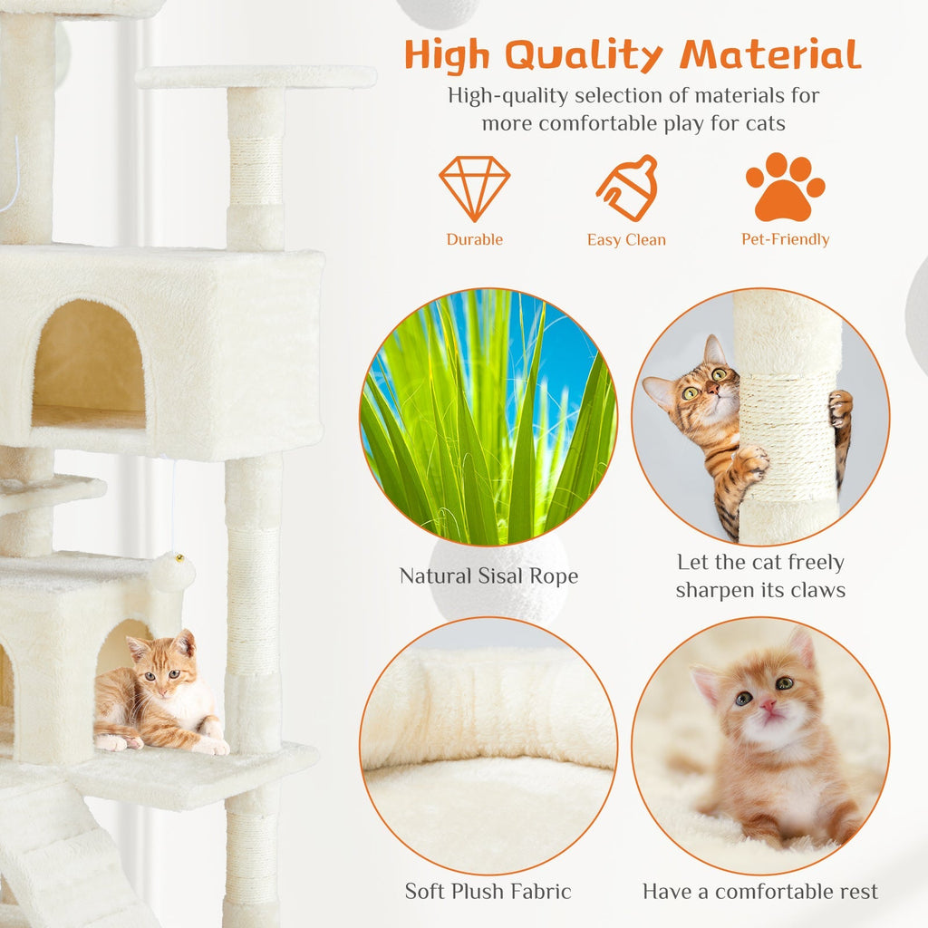 Deluxe Multi-Function Cat Treehouse | Large Indoor Pet Climbing Frame & Condo