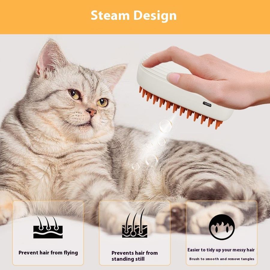 Electric Pet Steam Comb | USB Rechargeable Spray Massage & Hair Removal Tool