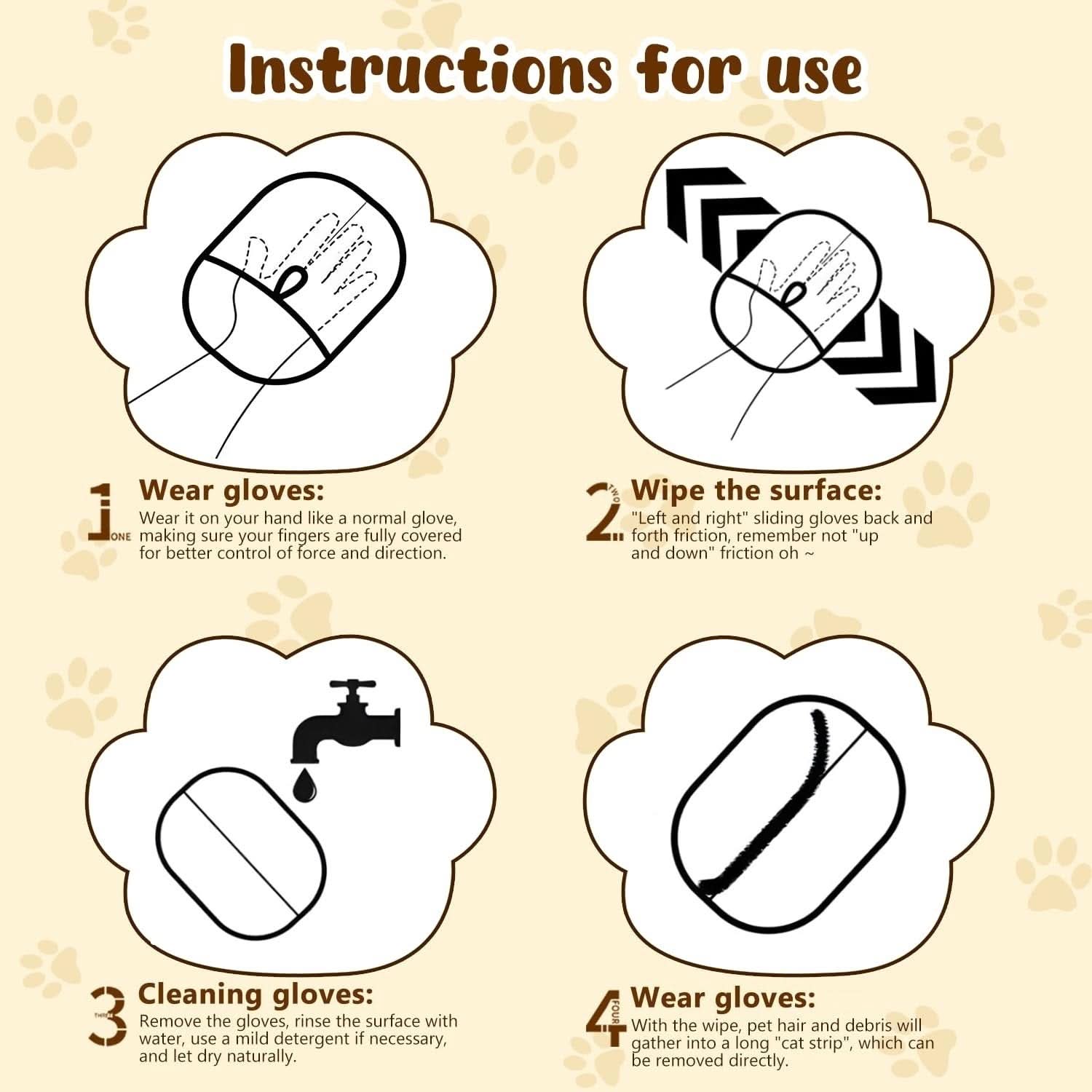 Pet Hair Remover Electrostatic Gloves – Double-Sided Efficient, Soft Silicone & Washable Reusable